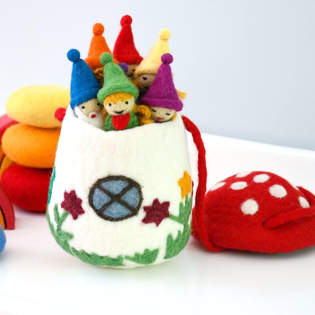 Tara Treasures Felt Mushroom Toadstool Bag Pretend and Imaginative Play 3yrs+
