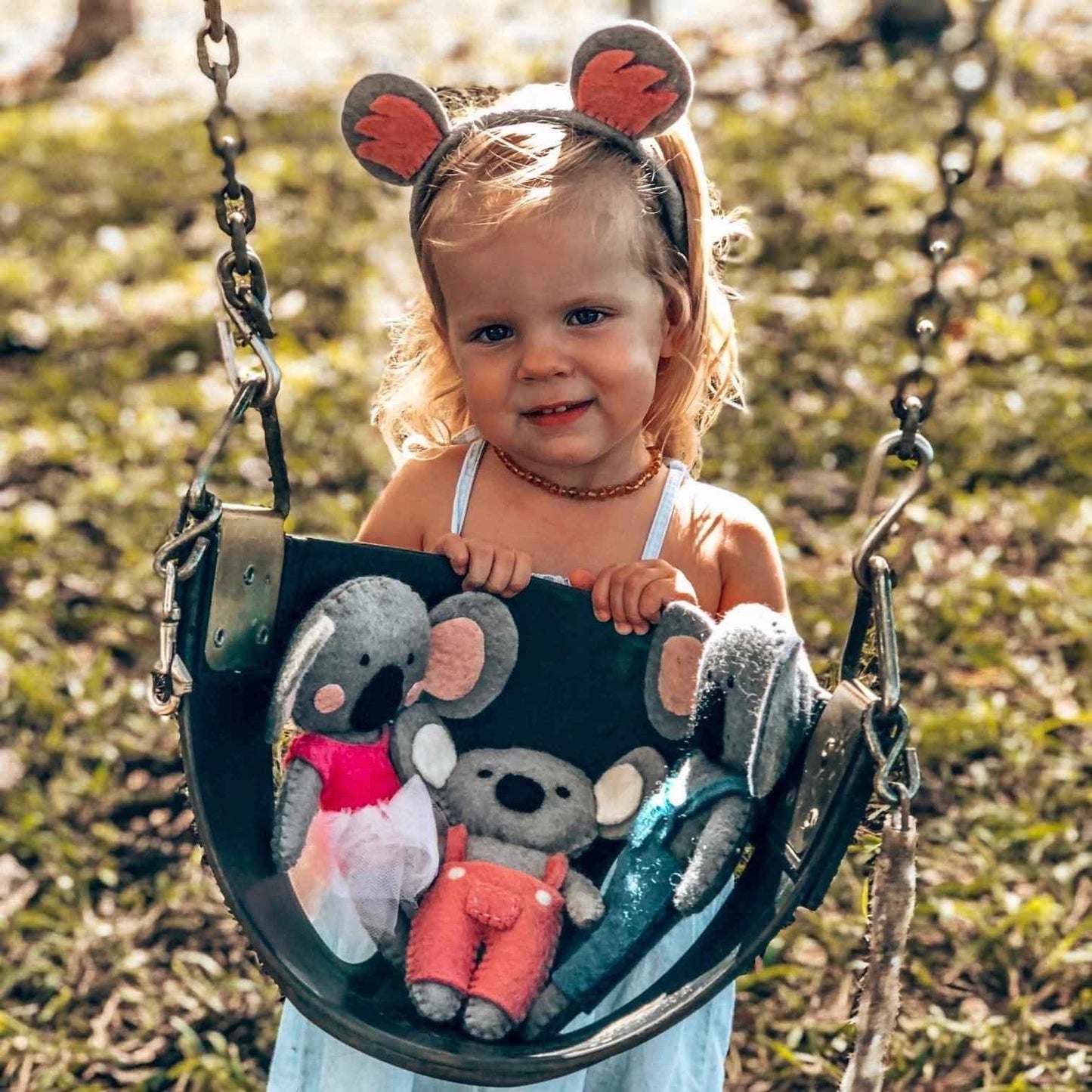 Pashom Felt Sweet Koala Dolls Blue Overall Pretend & Imaginative Play Toys Clearance 3yrs+