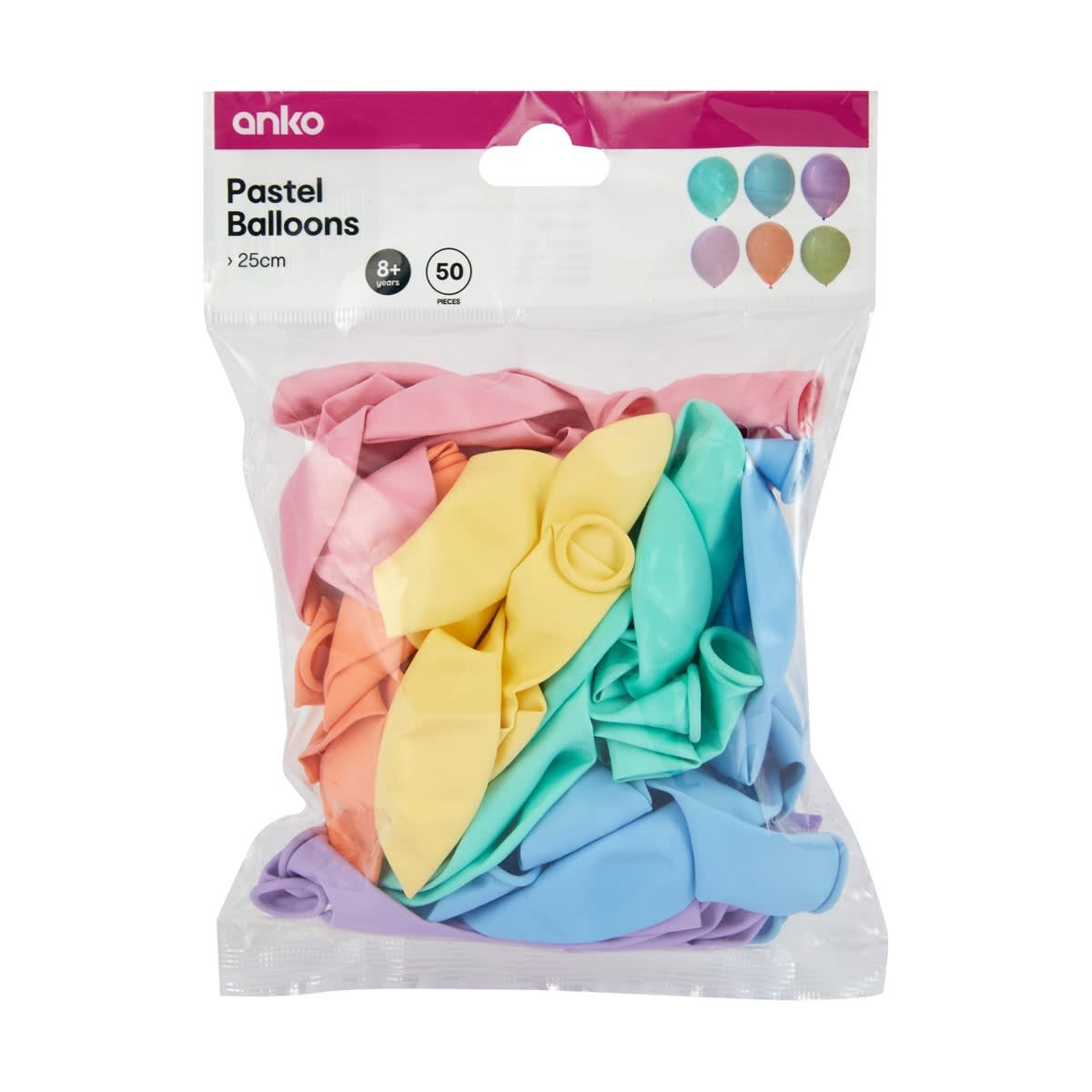 50 Piece Pastel Balloons