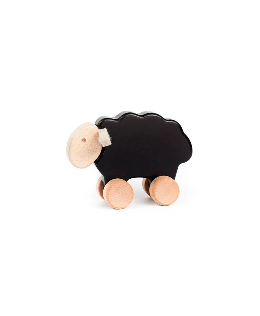 Black Sheep with White Face Wooden Push Along Roller by Bajo Developmental Toys for Toddlers Baby Toys Retired 12m+