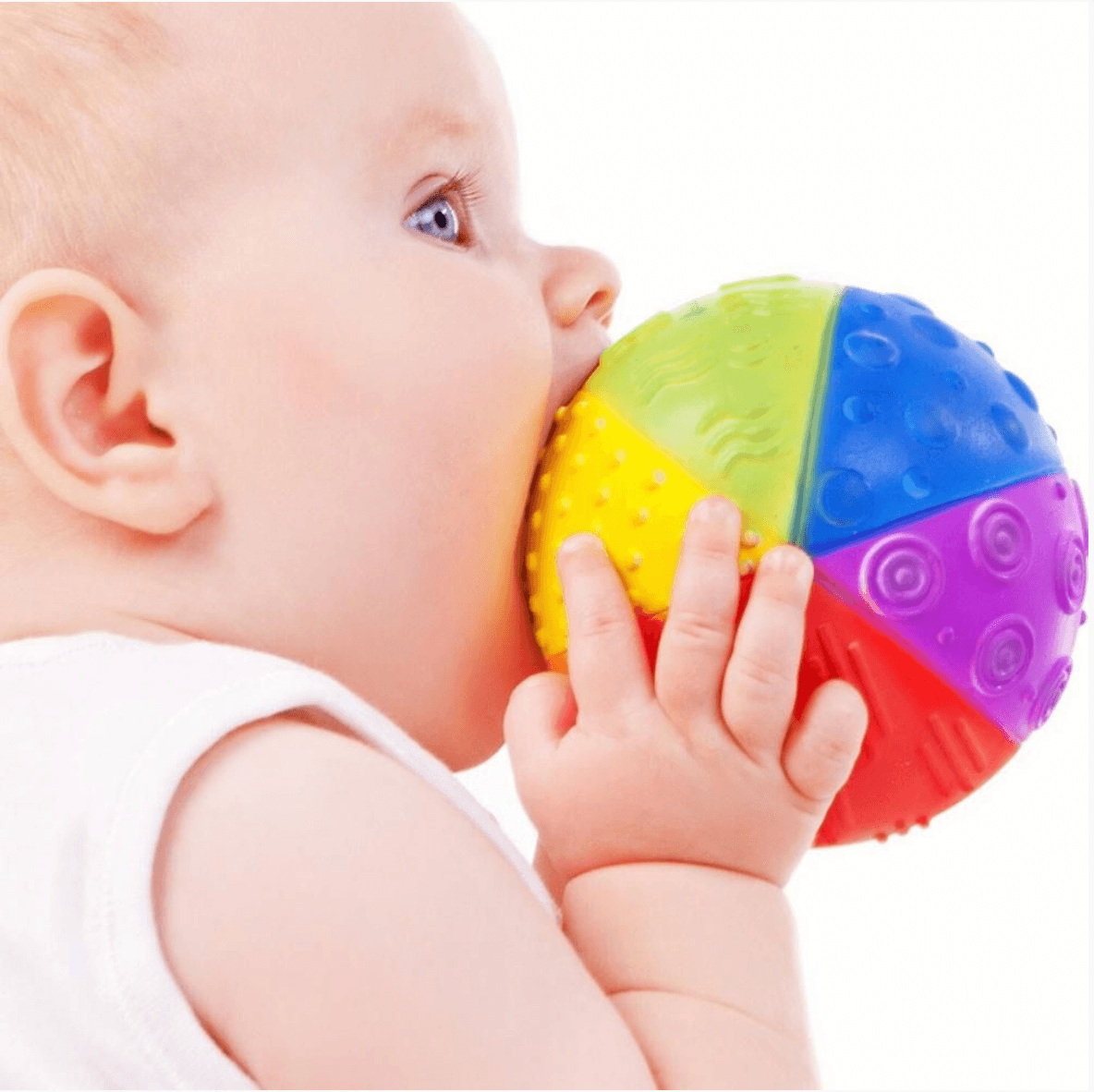 CaaOcho Natural Rubber Rainbow Sensory Ball 10cm Baby Toddler Toys Best Seller 12m+