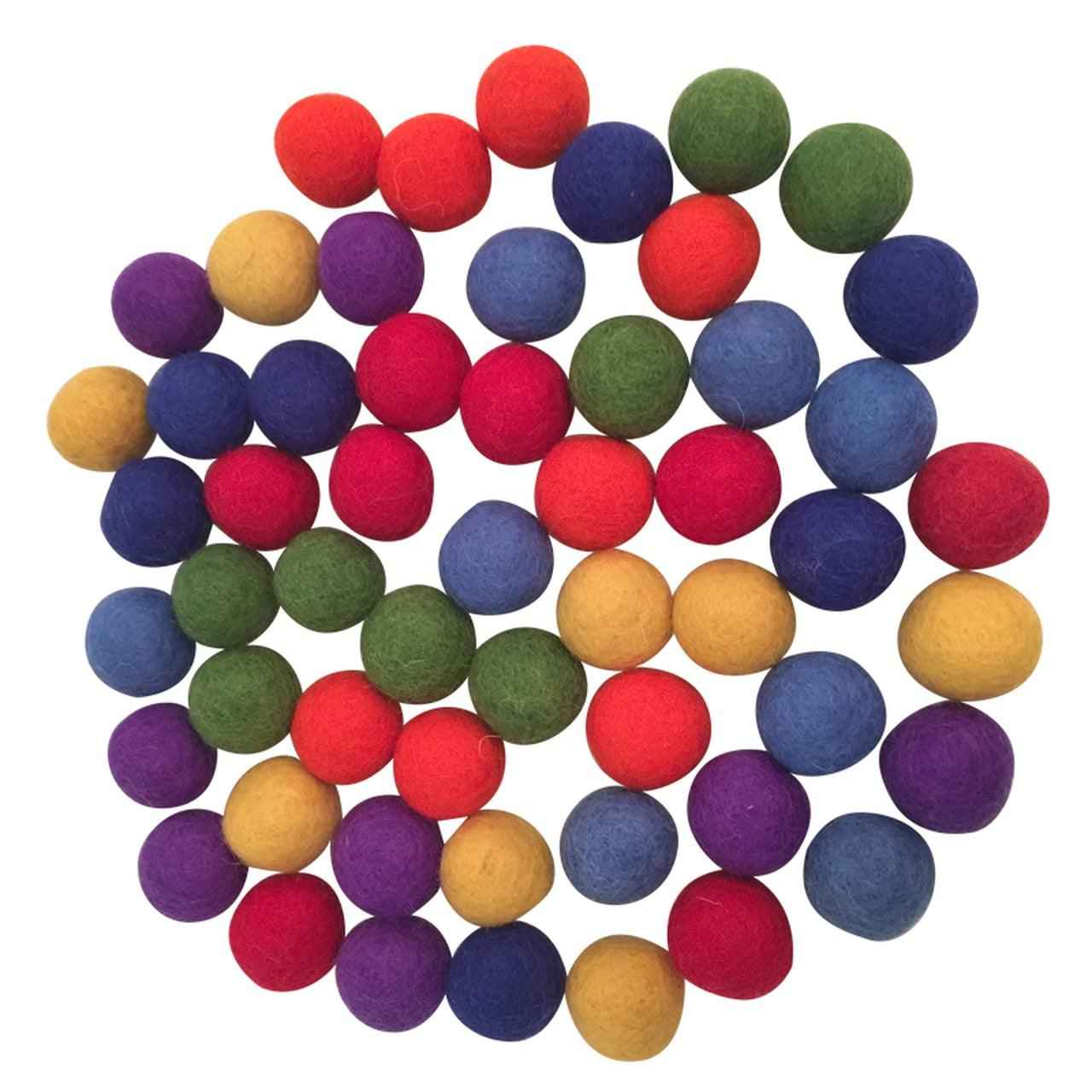 Papoose Felt Balls Medium Rainbow 49 Piece 3.5cm Pretend & Imaginative Play Toys 3yrs+