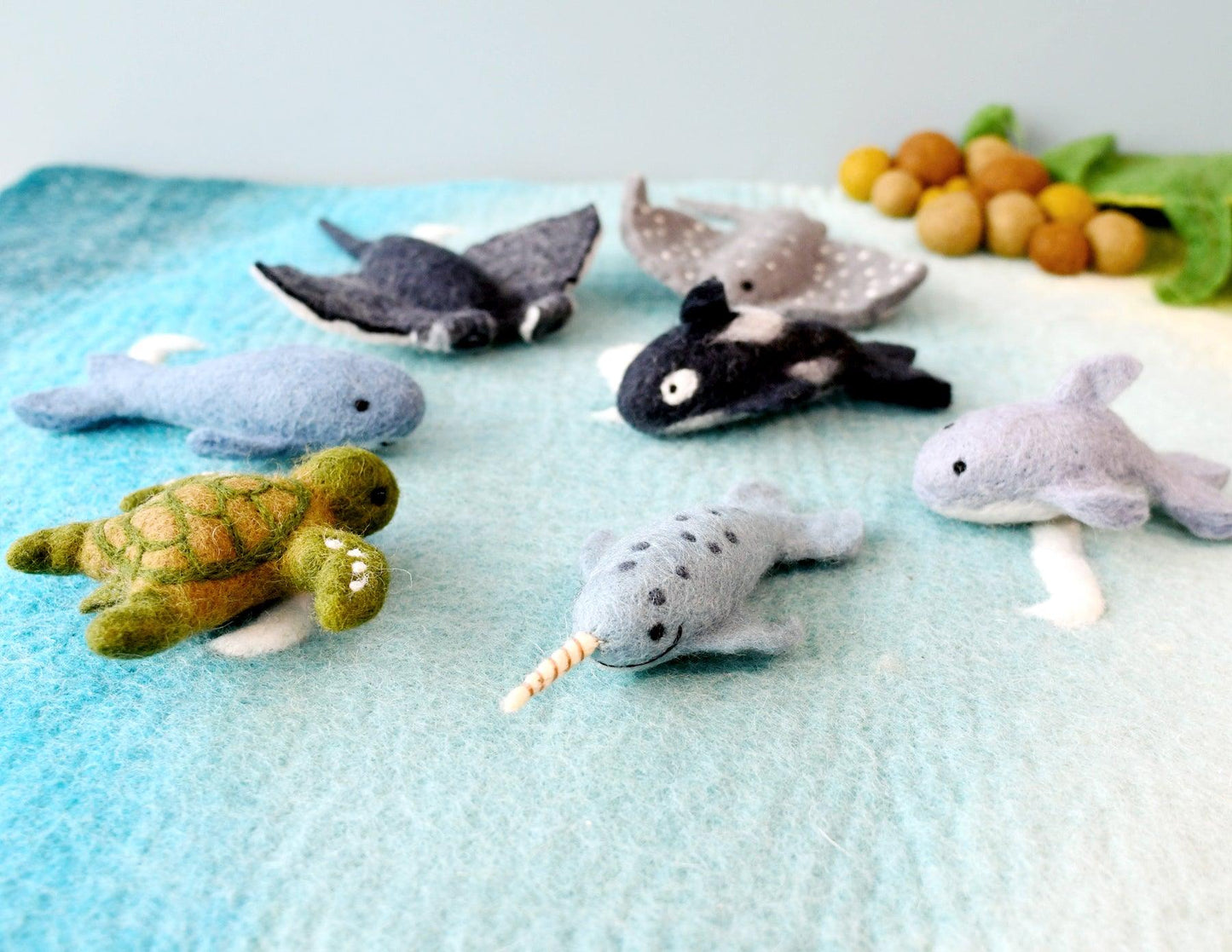 Tara Treasures Felt Sea Creatures Set of 7 Pretend & Imaginative Play Ocean Felt Animals 3yrs+
