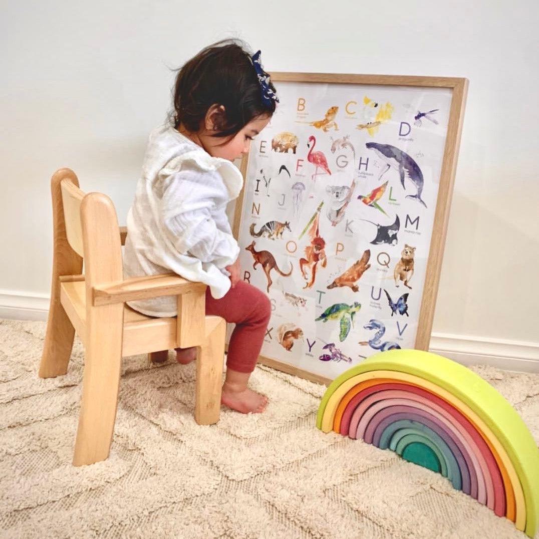 Montessori Kids Furniture My First CHAIR WITH ARM (6 - 30 months) Beechwood 22cm(H) Best Seller (Furniture Shipping)