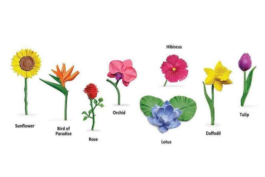Tube of 8 Flowers Figurines Montessori Language Learning Figurines by Safari Ltd Toob Range 3yrs+
