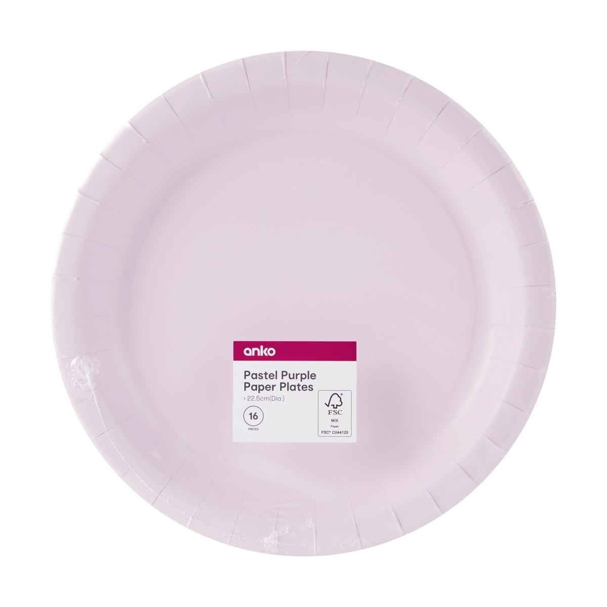 16 Piece Pastel Purple Paper Plates