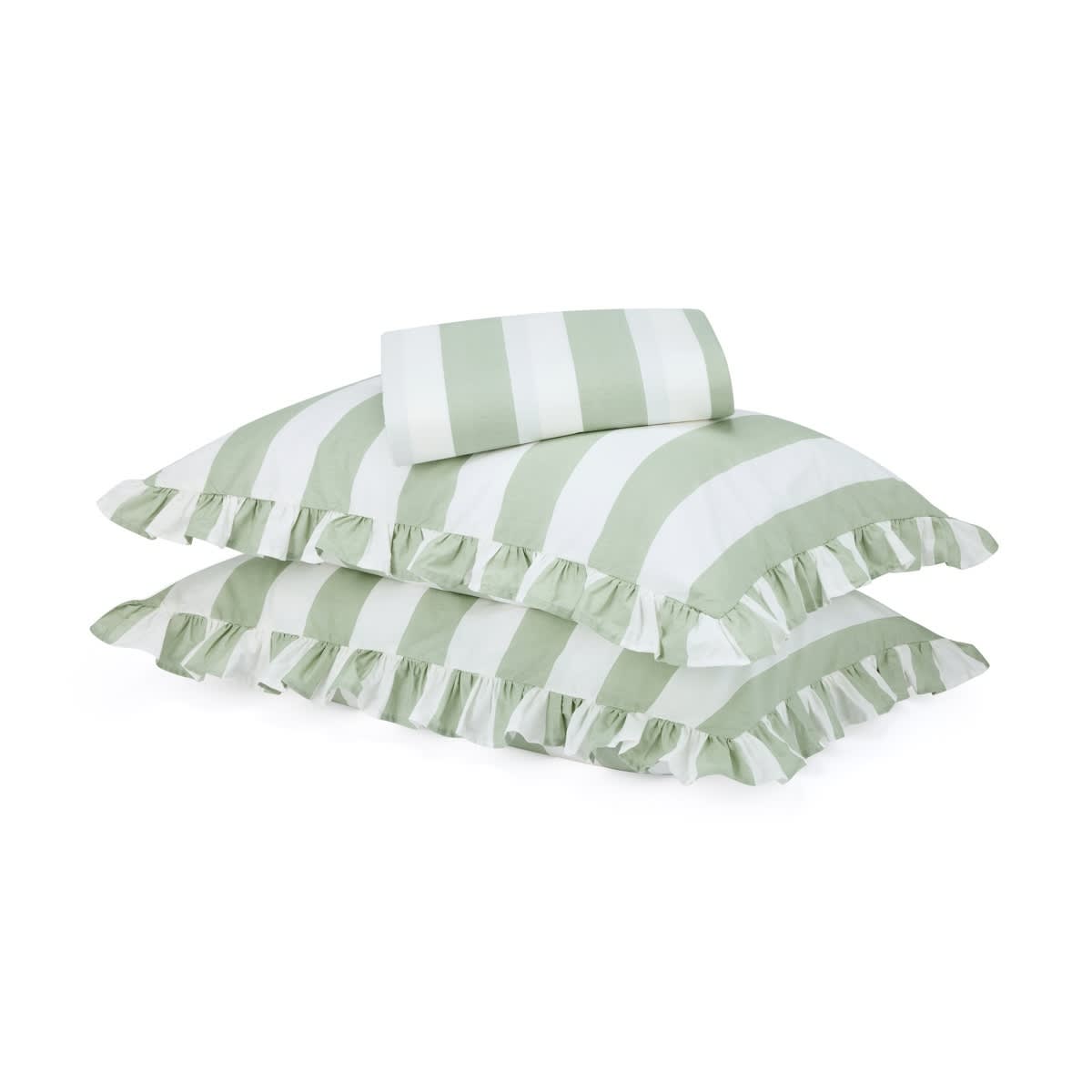 250 Thread Count Cotton Ruffle Sheet Set - Double Bed, Sage