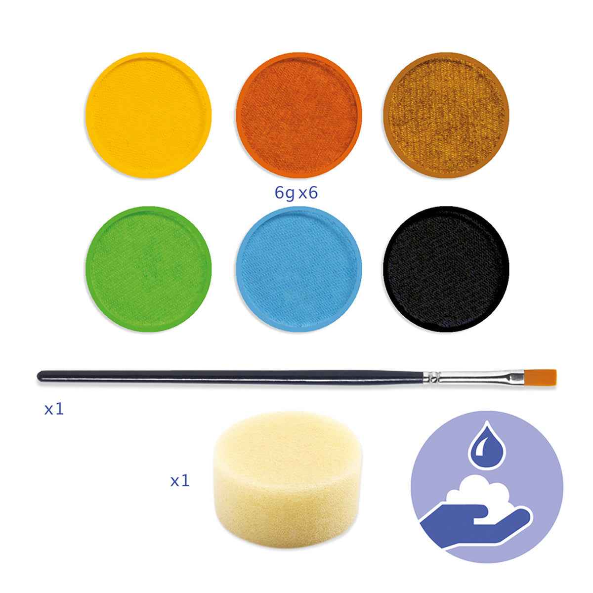 Face Paint and Body Art Palette 6 Colours by Djeco Art and craft for kids 3yrs+