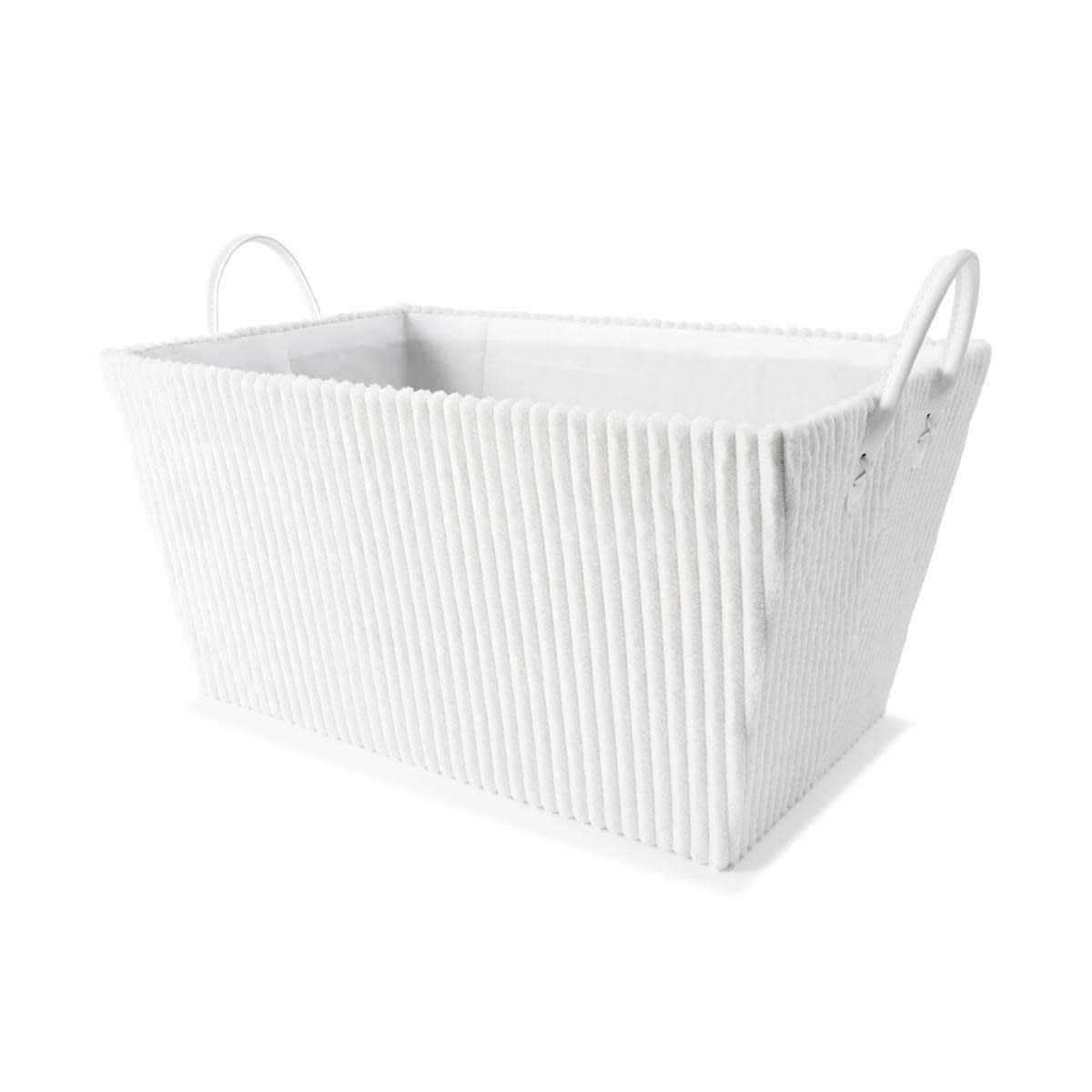 Tapered Ribbed Basket - White