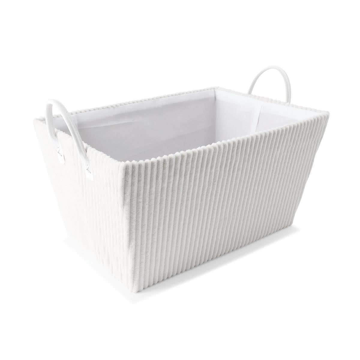 Tapered Ribbed Basket - White