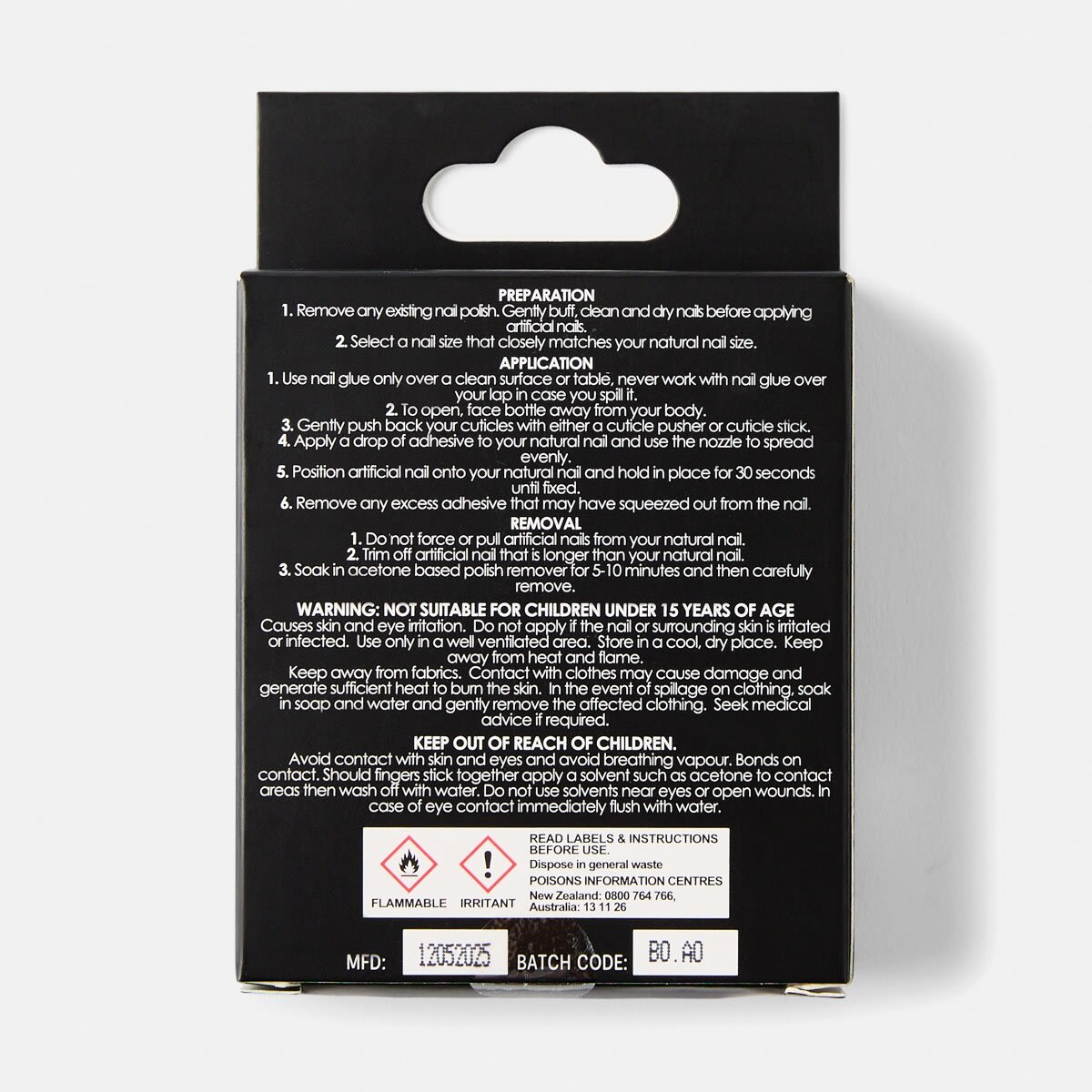 OXX Cosmetics 24 Pack Artificial Nails with Adhesive - Squareletto Shape, 3D Butterfly