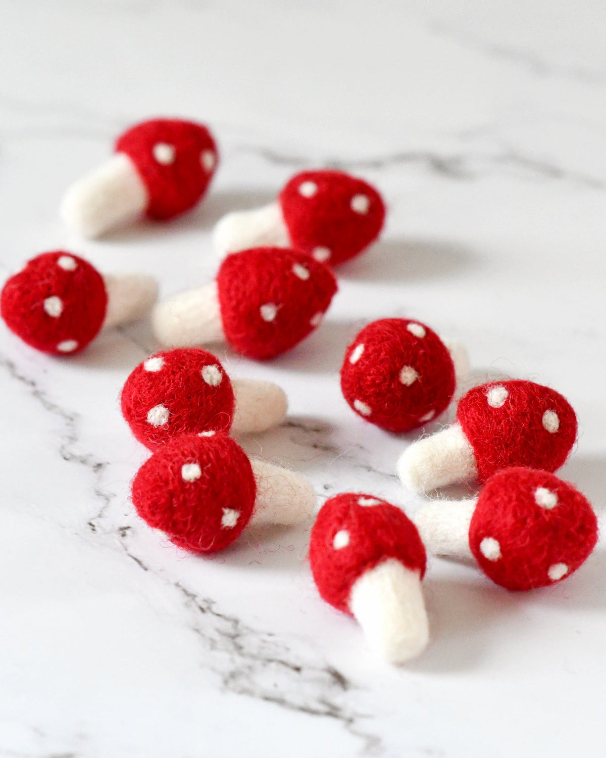Tara Treasures Felt Red Mushroom Set of 10 Pretend and Imaginative Play Toys 3yrs+