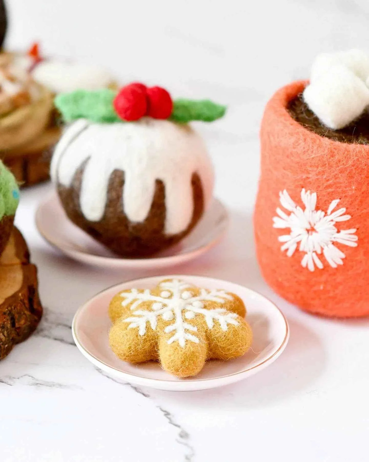 Tara Treasures Felt Snowflake Cookie Pretend and Imaginative Play Kitchen Accessories Christmas Range 3yrs+