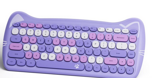 Cute Cat Wireless Keyboard and Mouse Set
