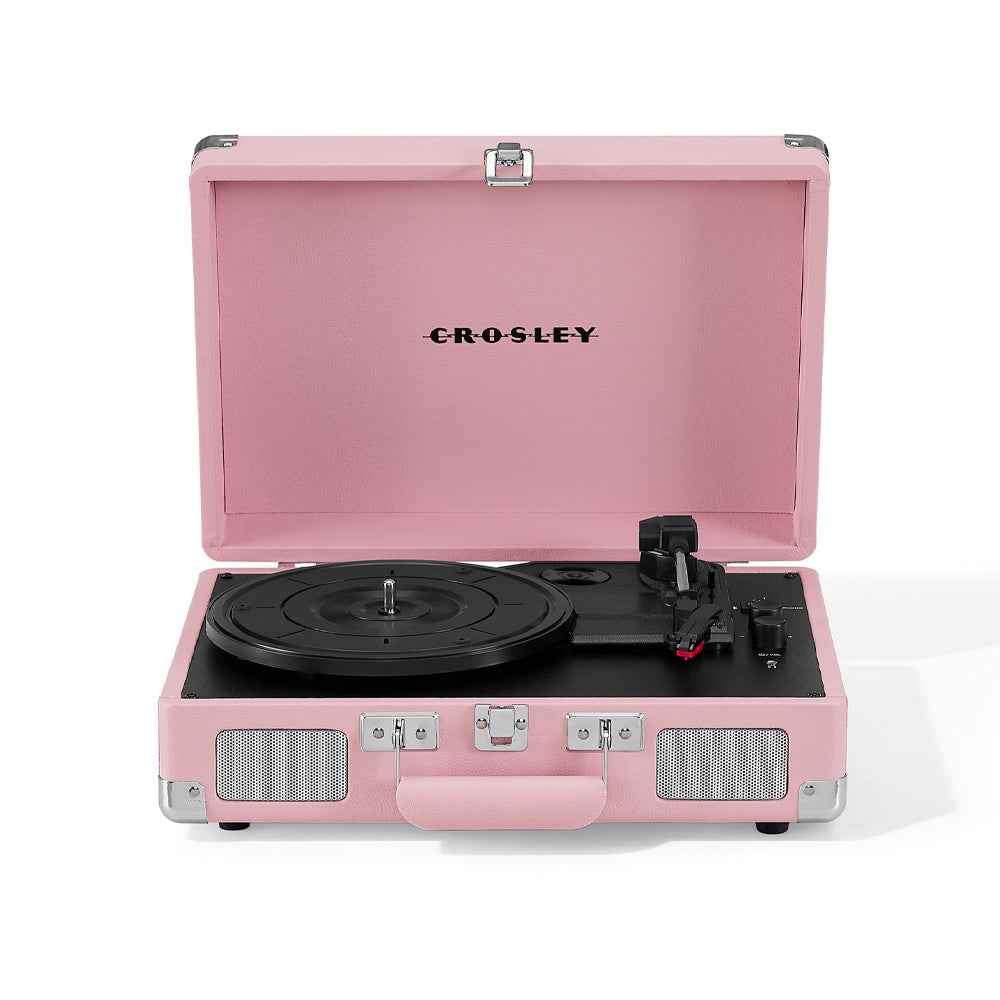 Crosley Cruiser Bluetooth Portable Turntable - Blush Pink + Bundled Majority D40X Bluetooth Speakers