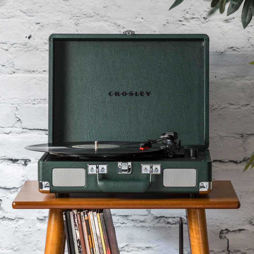 Crosley Cruiser Bluetooth Portable Turntable - Emerald Green + Bundled Majority D40X Bluetooth Speakers