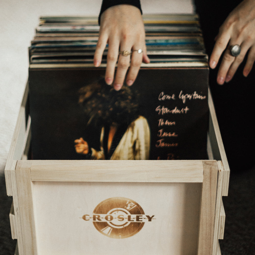 Cruiser Bluetooth Portable Turntable - Silver + Bundled Record Storage Crate