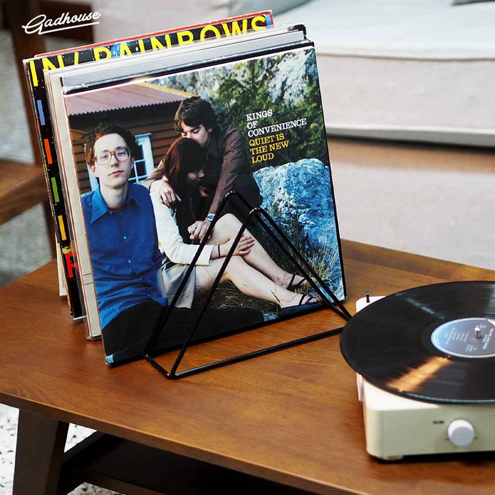 Cruiser Bluetooth Portable Turntable - White Sands + Vinyl Rack Bundle - Black