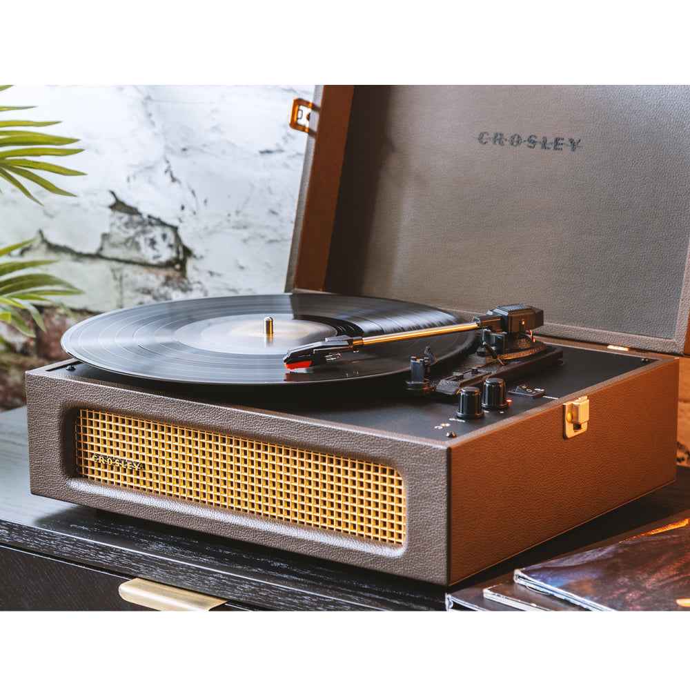 Crosley Voyager Bluetooth Portable Turntable - Cocoa + Bundled Majority D40X Bluetooth Speakers - Black