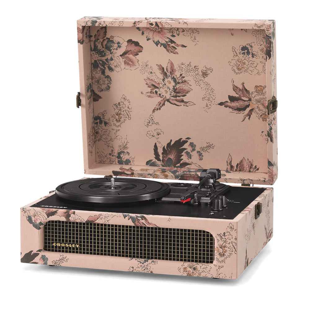 Crosley Voyager Bluetooth Portable Turntable - Floral + Bundled Majority D40X Bluetooth Speakers - Black