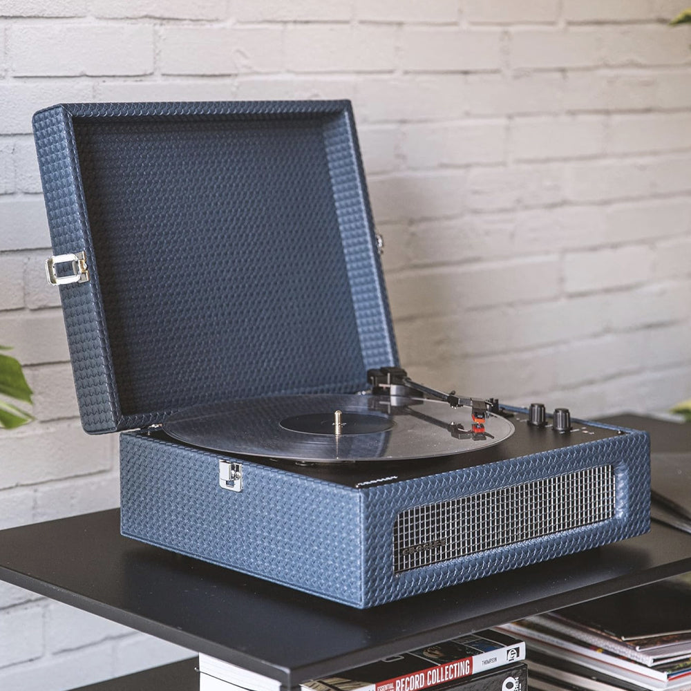 Crosley Voyager Bluetooth Portable Turntable + Gadhouse Vinyl Rack Bundle - Navy