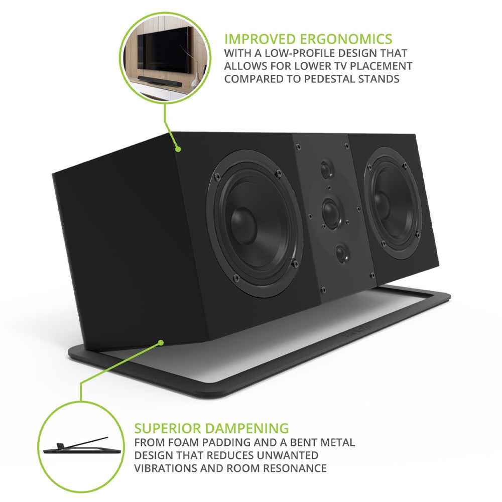 Kanto S10 Low-Profile Angled Sound Bar and Center Channel Speaker Stand for Home Theater