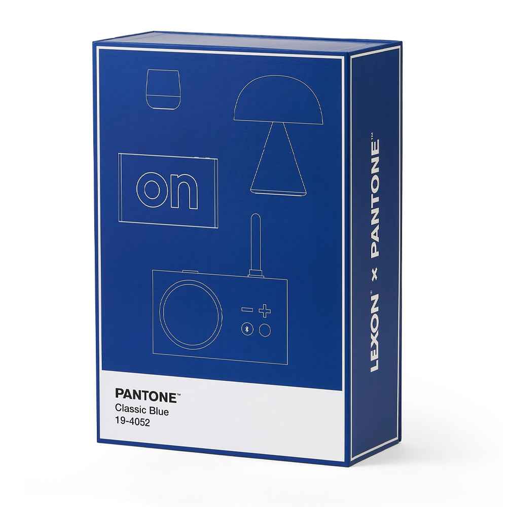 Lexon GIFT Set PANTONE - Includes Mino+ Mini Speaker, Flip Classic Clock, Mina M Lamp, Thykho 3  Speaker - Classic Blue