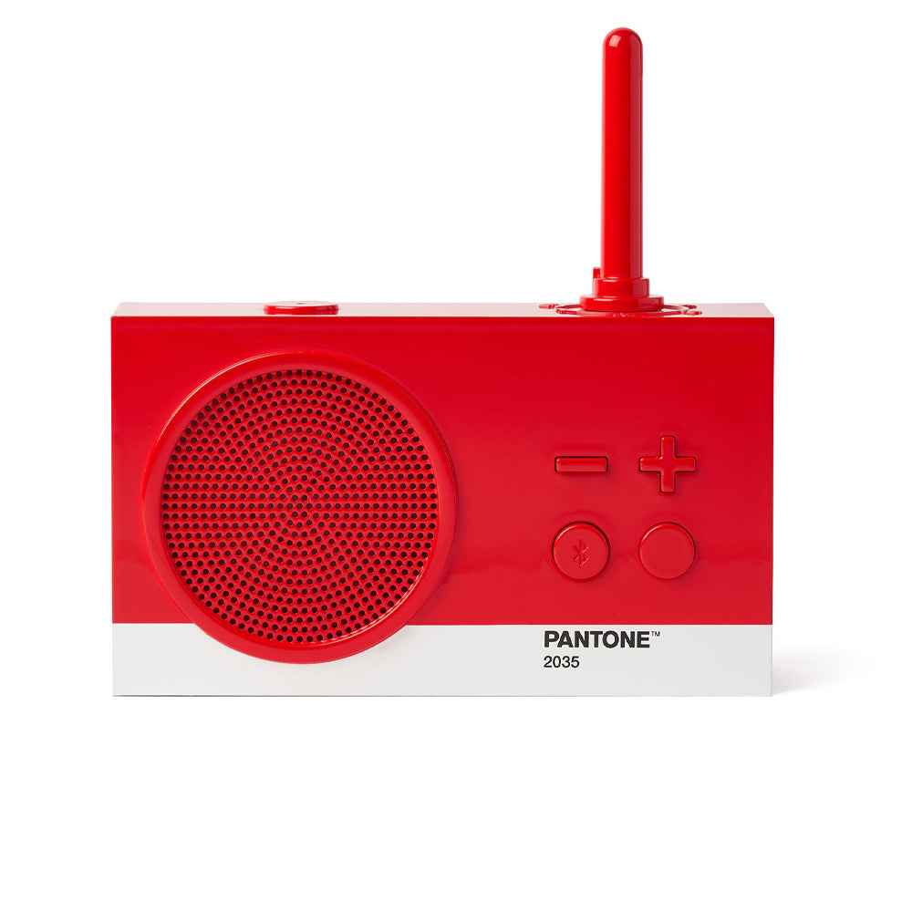 Lexon GIFT Set PANTONE - Includes Mino+ Mini Speaker, Flip Classic Clock, Mina M Lamp, Thykho 3  Speaker - 2035 Red