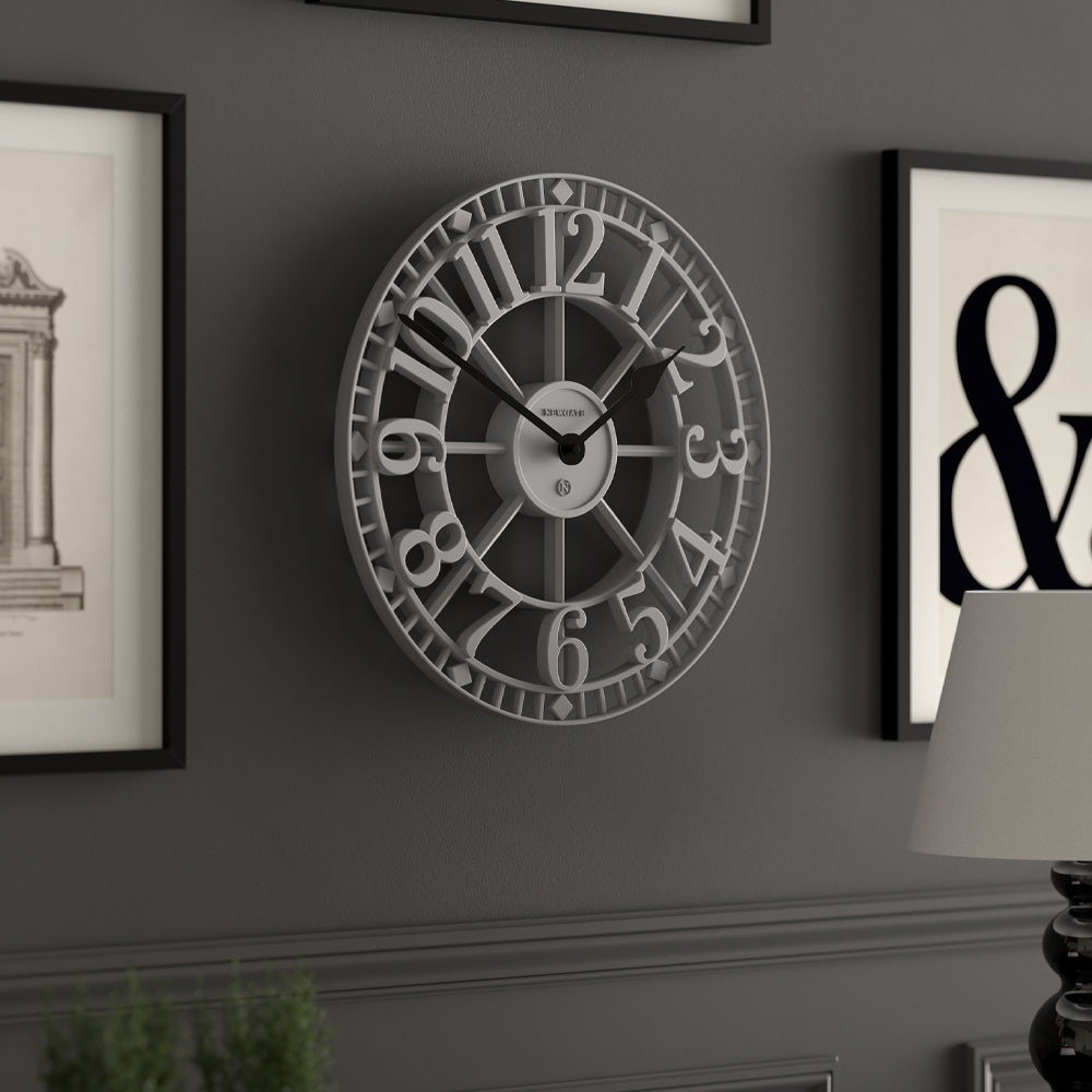 Newgate Warehouse Wall Clock-Clockwork Grey