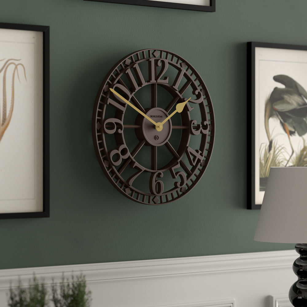 Newgate Warehouse Wall Clock-Mocha Brown