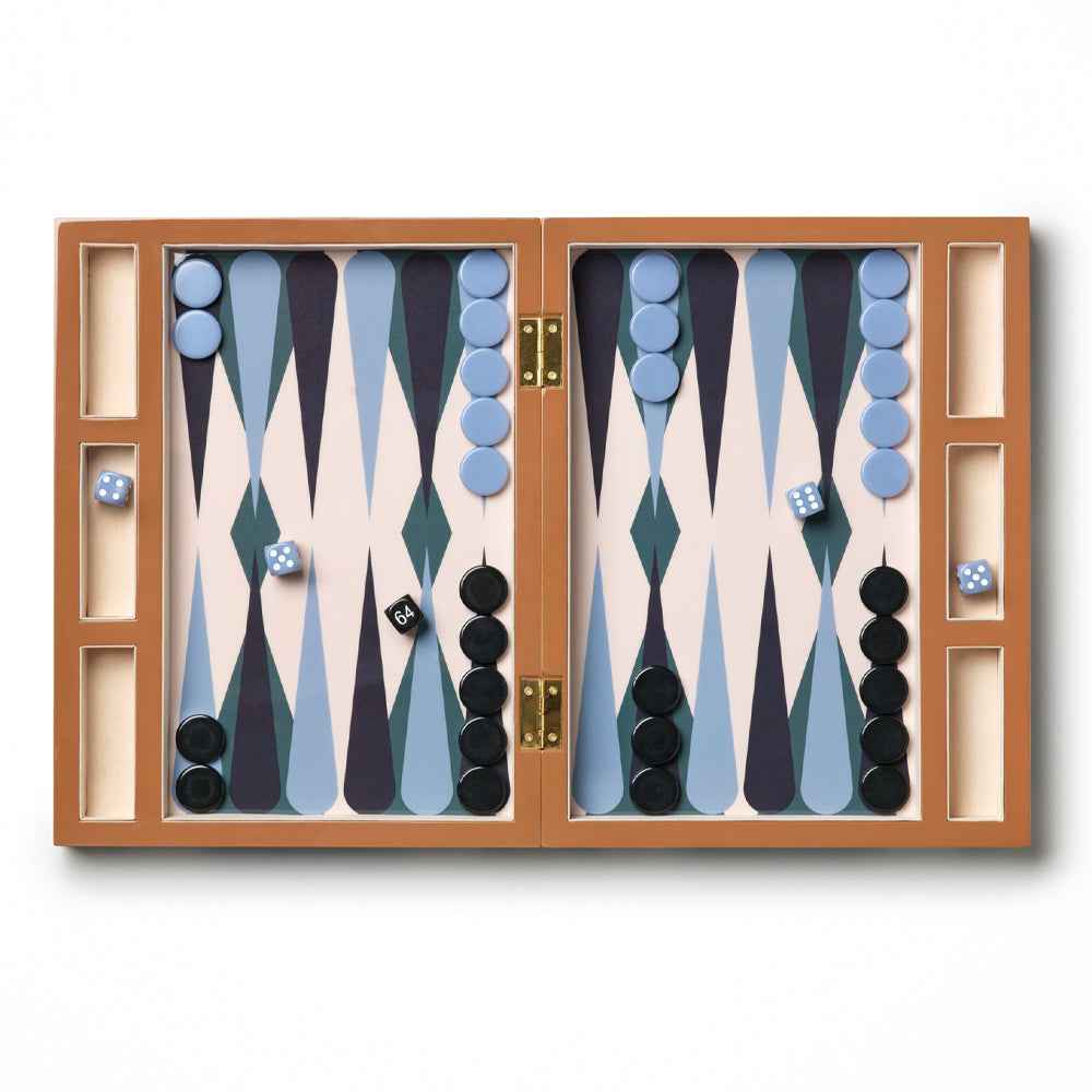 Printworks Lacquered Backgammon-Blue