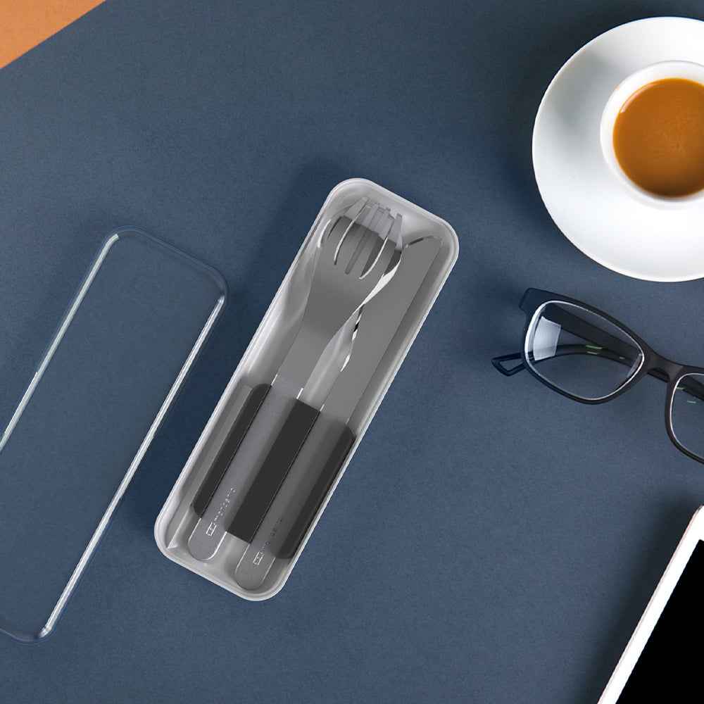 Monbento Mb Slim Box Stainless Steel Cutlery Set - Trio Knife - Black