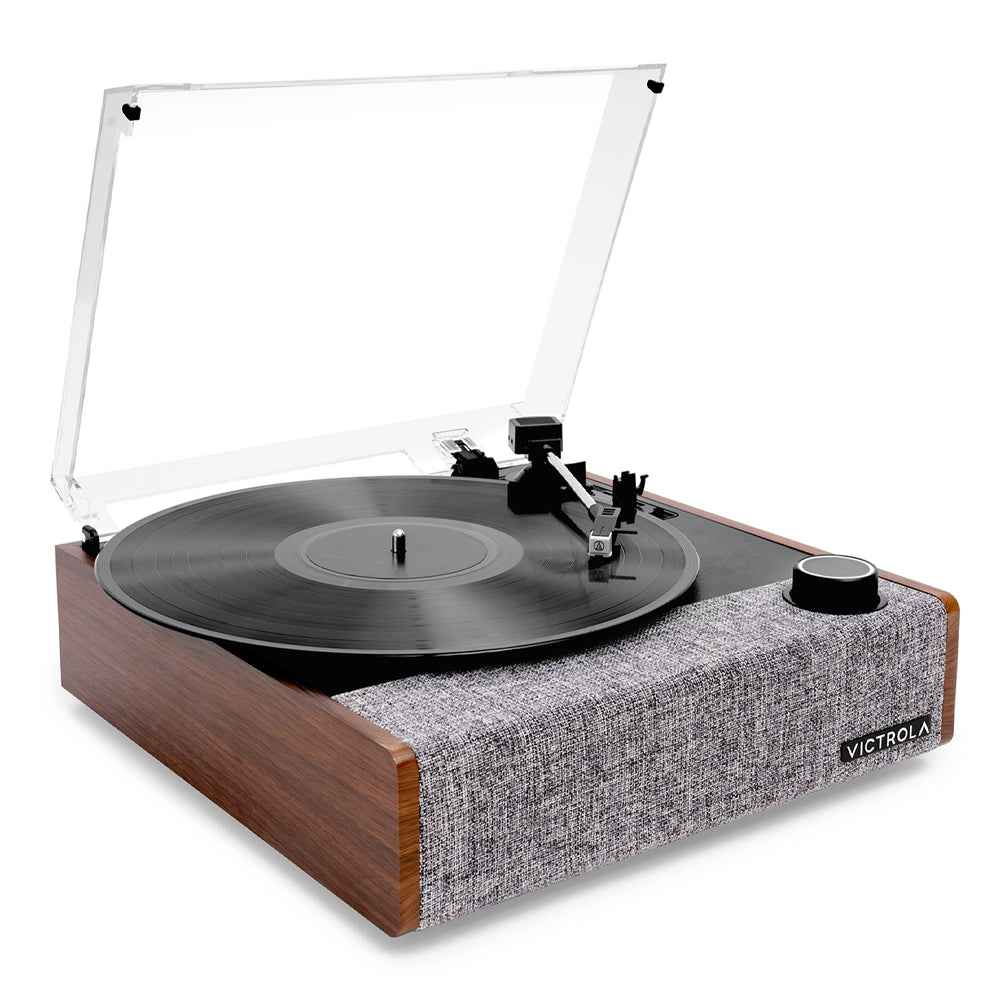 Victrola Eastwood II Turntable - Walnut + Bundled Majority D40X Bluetooth Speakers