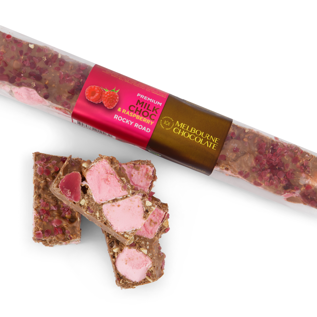 Premium Milk Chocolate & Raspberry Rocky Road 135g