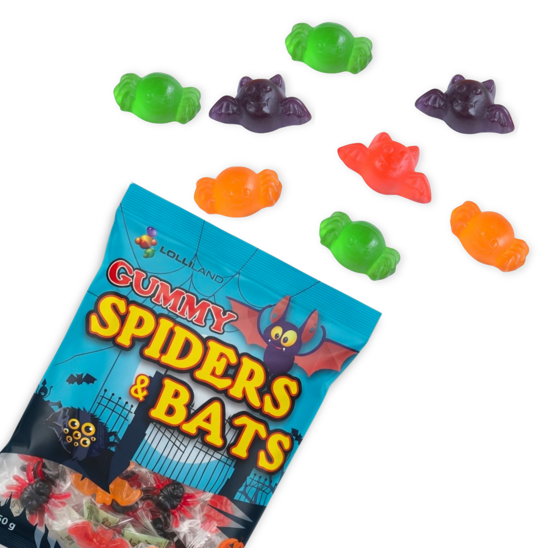 Halloween Spiders & Bats Gummy Lollies 250g