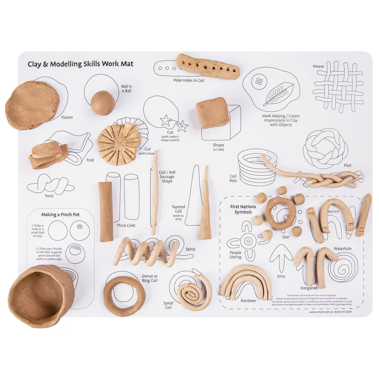 Clay and Modelling Skills Sillicone Mat Reusable by Zart Art Art and Craft for Kids 5yrs+