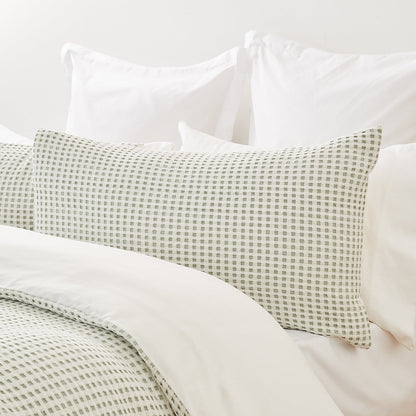 Dakota Cotton Quilt Cover Set - King Bed, Sage