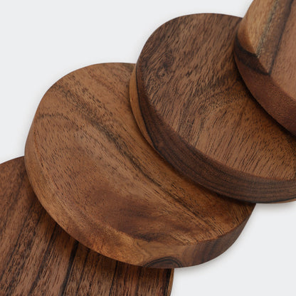 Set of 4 Acacia Wood Coasters