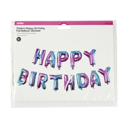 Ombre Happy Birthday Foil Balloon Garland