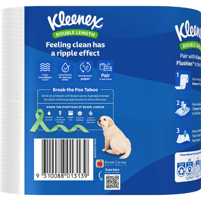 Kleenex Complete Clean Double Length Toilet Paper 4 Pack