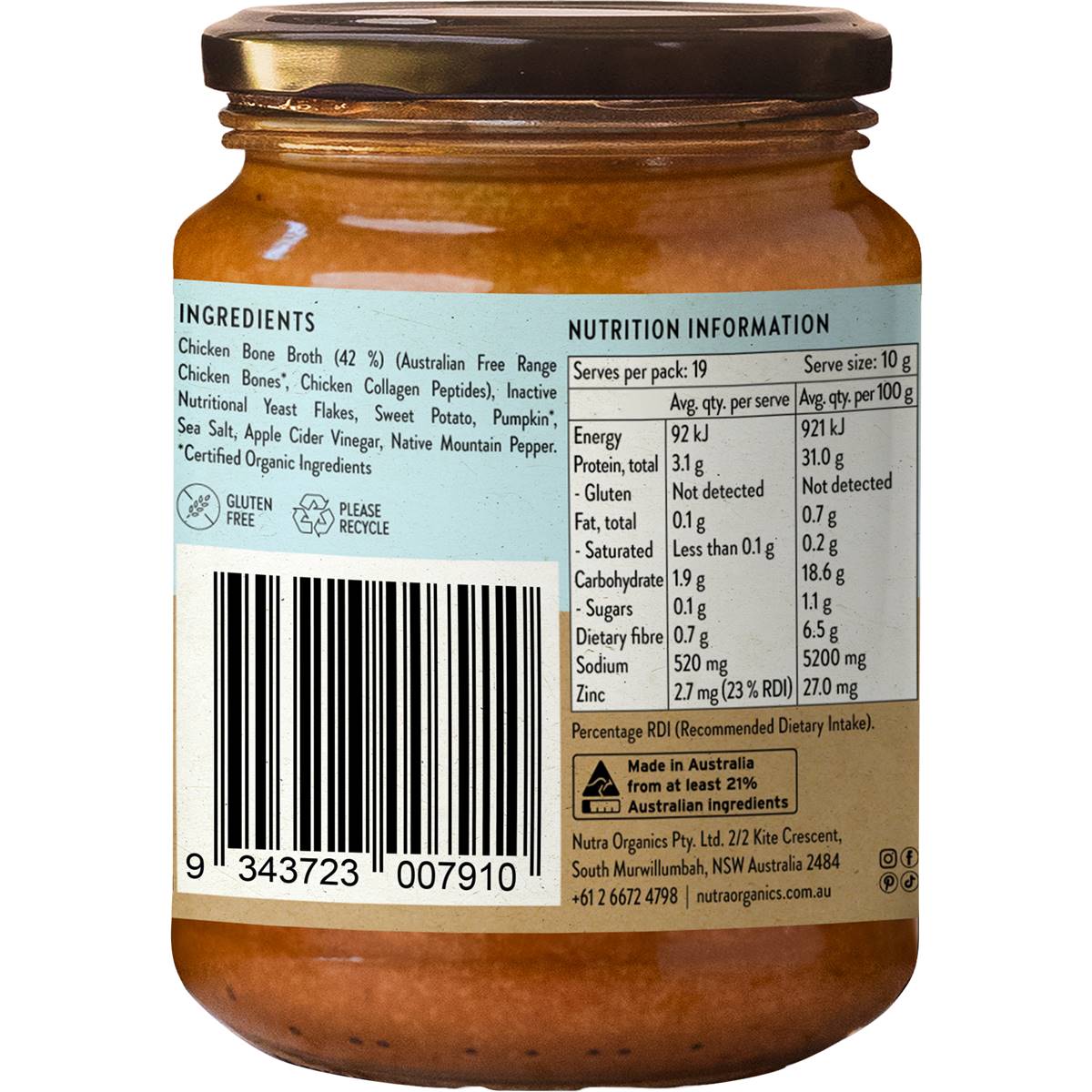 Nutra Organics Chicken Bone Broth 190g