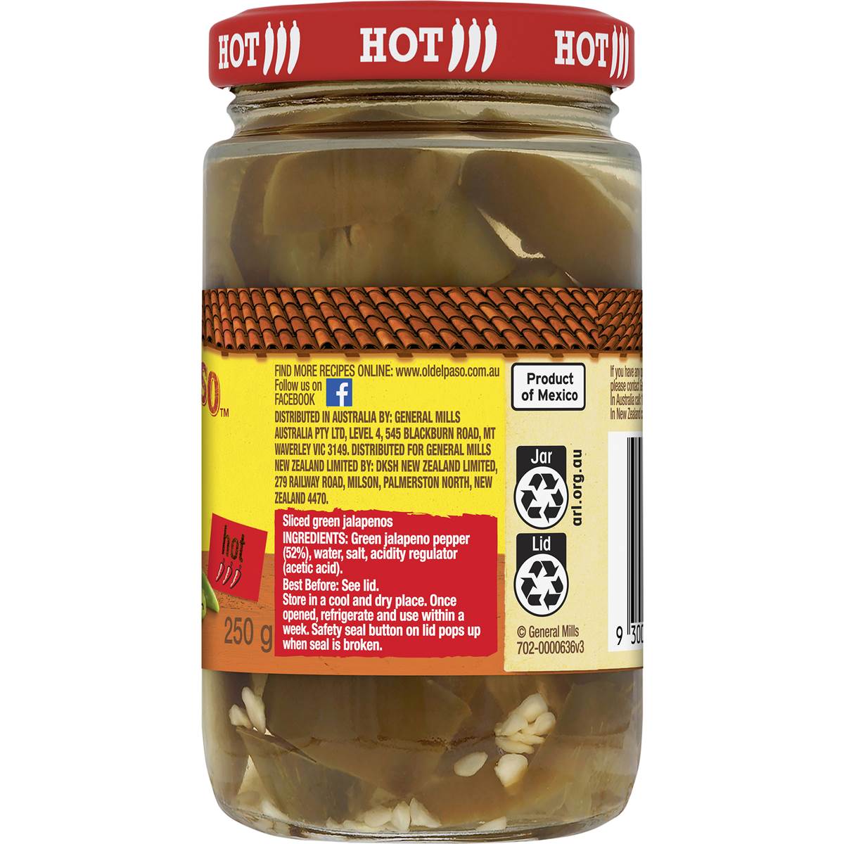 Old El Paso Green Jalapenos Green Jalapenos 250g