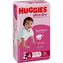 Huggies Ultra Dry Nappies Girls Size 4 (10-15kg) 36 Pack