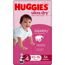 Huggies Ultra Dry Nappies Girls Size 4 (10-15kg) 36 Pack
