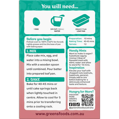 Green's Cake Mix Traditional Date Loaf 415g