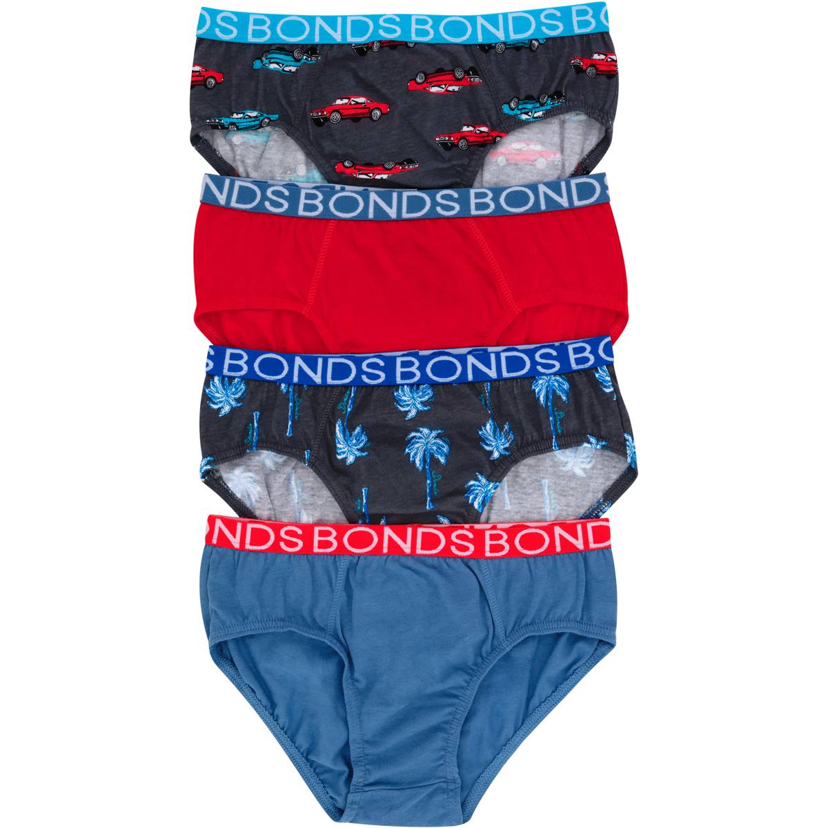 Bonds Boys Briefs Size 8-10 Or 10-12 Assorted 4 Pack