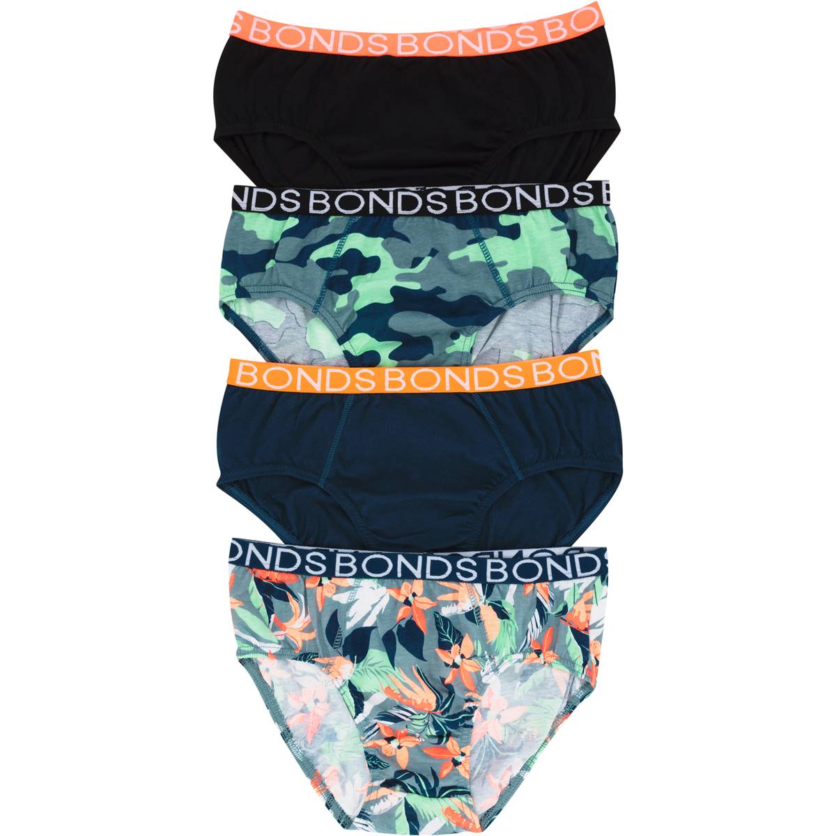 Bonds Boys Briefs Size 12-14 Or 14-16 Assorted 4 Pack