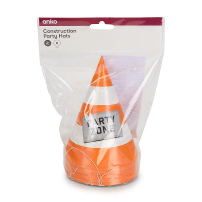 8 Piece Construction Party Hats