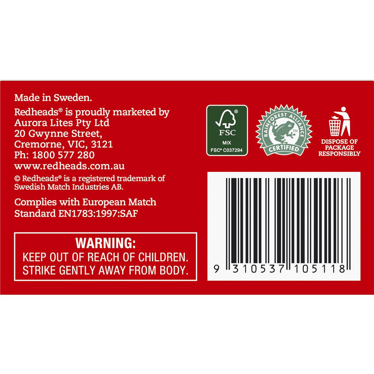 Redheads Extra Long Matches 45 Pack