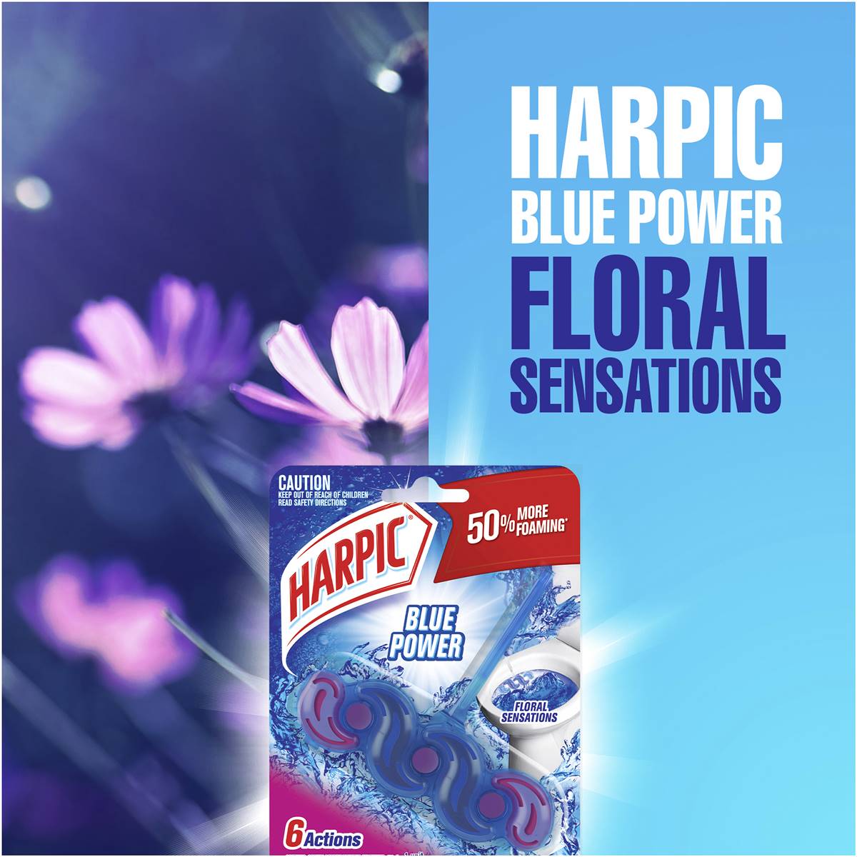 Harpic Blue Power Floral Sensations Toilet Cleaner Block 1 Pack